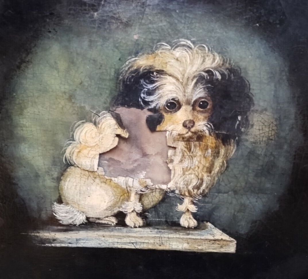 Antique tray Marie Antoinette's Dog Portrait 
