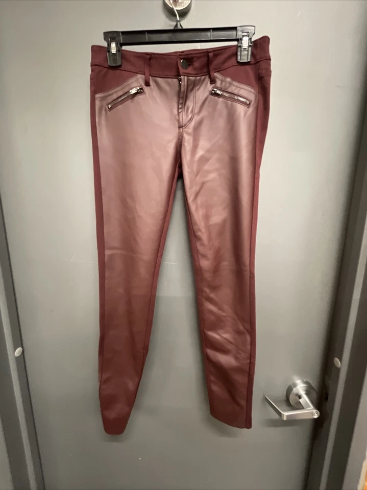 Mujer Mossimo Granate Leggings Imitación Cuero Elastizados Extensibles Talla 2 Foto 3 de 3