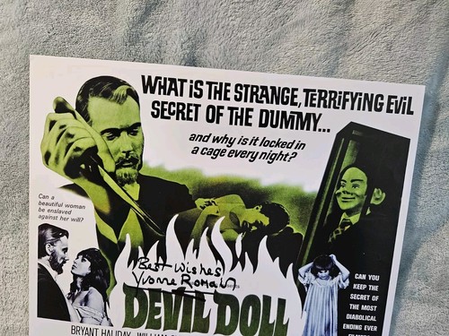 Yvonne Romain - SIGNED - Devil Doll - Lobby Card - Inscribed