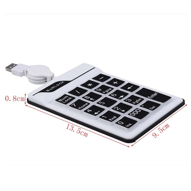 Waterproof 19 Keys Keypad Numeric Number Flexible USB Keyboard for Laptop