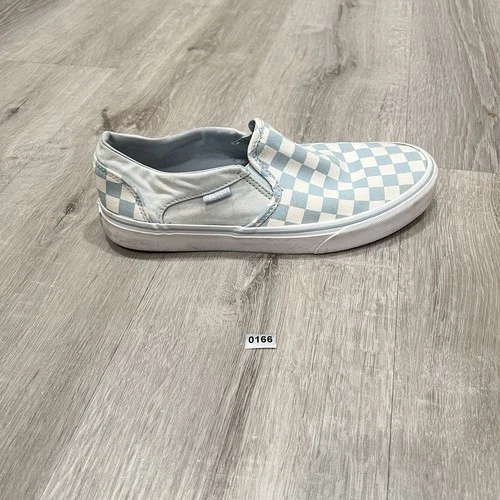 Vans Shoes Womens 9 Checkered Slip On Sneakers Blue Canvas Low Top Round 724356