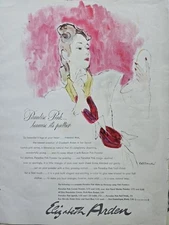 1944 Elizabeth Arden Paradise Pink Cosmetics vintage Rene Bouche Art Ad 