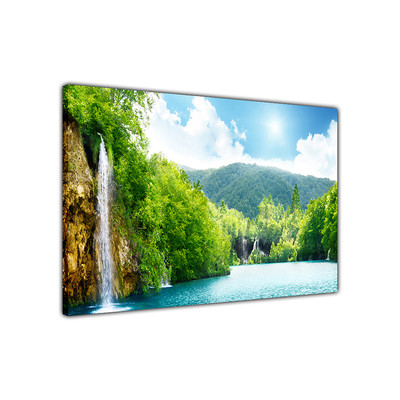 Wasserfall Wald Leinwand Wandbild Bild Druck