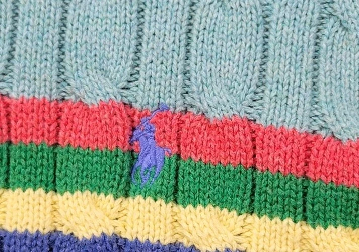 Polo Ralph Lauren Suéter Tejido con Cable Niños XL 18-20 Multicolor Rayas Poni Foto 3 de 4