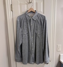 Ryan Michael blue floral embossed pearl snap down western shirt size XXL