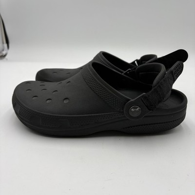 Crocs Classic All-Terrain Clog Mens 9 Women 7 Black Adjustable Strap Rugged Shoe