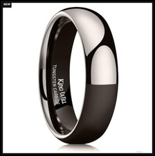 Tungsten Carbide Wedding Band 6mm Domed High Polished Gunmetal Ring for Men
