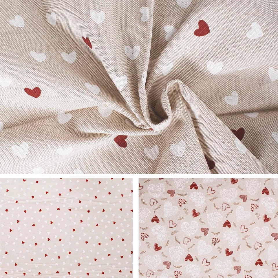 Tejido Tela Estampado Corazones Rojos Fondo Sólido Decoración Hogar Mantel H 280 - Imagen 1 de 1