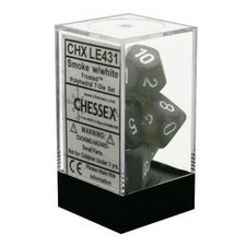 Chessex - Frosted Smoke W/White Polyhedral 7-Dice Set New LE431
