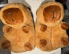 Brown Bear Animal Print Faux Fur Slip-On Women's Slippers, Comfort, Padded
