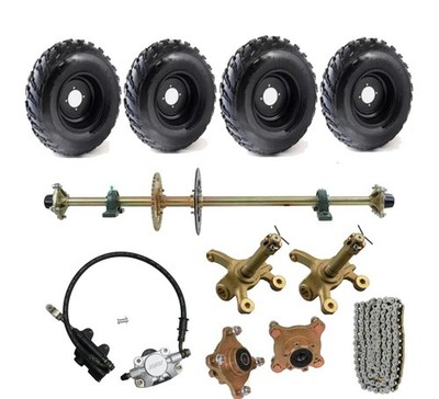 44'' Go Kart Rear Axle Kit 10'' Wheels 530 Sprocket Hub Brake Golf Cart Trike ATV