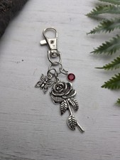 Rose Flower Butterfly Bag Charm / Purse Charm / Rose Keychain Gifts