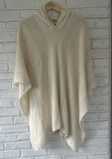 Mudd So Ultra Soft Open Knit Cozy Hooded Cape Poncho Ivory