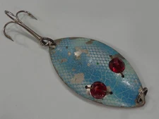 VINTAGE HOFSCHNEIDER BLUE "RED EYE WIGGLER" SPOON 3" FISHING LURE MUST SEE!