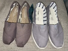 NWT TOMS women’s Canvas Slip On Loafer Shoes Brown And Gray Lot 2 Pair