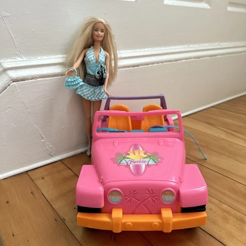 2008 Mattel Barbie & Ken Malibu Beach Party Cruiser Pink Orange Jeep Neon