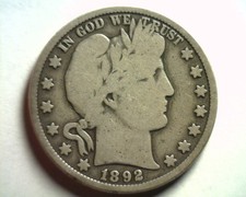 1892-S BARBER HALF DOLLAR GOOD G NICE ORIGINAL COIN FROM BOBS COINS FAST SHIP