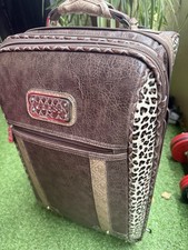 Vintage GUESS Trolley Koffer Y2K Braun Leo Monogramm Retro Reisekoffer