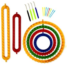 Knitting Loom Kit - 4 Round, 2 Rectangular Yarn Looms - Chunky Blanket Loom -...