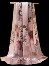 100% Silk mulberry Scarf Women shawl Wrap neckerchief floral pink red soft HD1-8