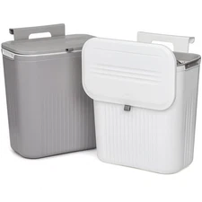 Frcctre 2 Pack 2.4 Gallon Kitchen Compost Bin, Hanging Trash Can with Lid Gar...