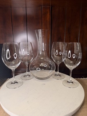 Riedel Decanter And Performance Crystal Wine Glasses Merlot/Cabernet Set Of 4 