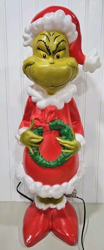 The Grinch Lighted Yard Decor 24" Lighted Blow Mold Tested Working Good Clean
