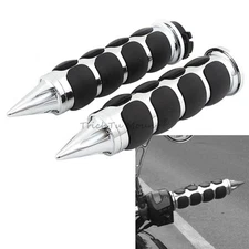 1" Chrome Spike Design Hand Grips Handlebar Fit For Harley Yamaha Honda Kawasaki
