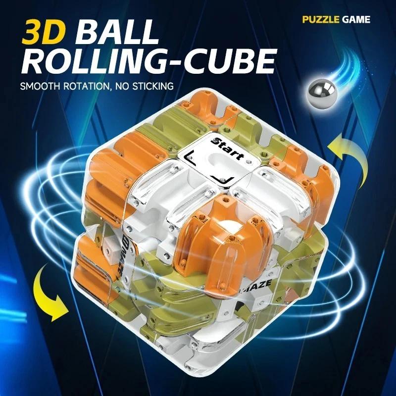 3D Maze Cube Puzzle - Large Labyrinth Ball Game with 6-Side Challenge Fidget Toy - Image 2 of 4