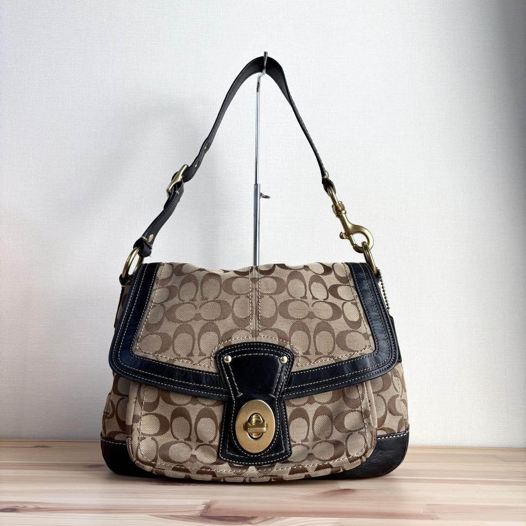 バッグ 65th Coach Legacy Signature Bag Black Coach 65th Anniversary Legacy Satchel Handbag Black Leather