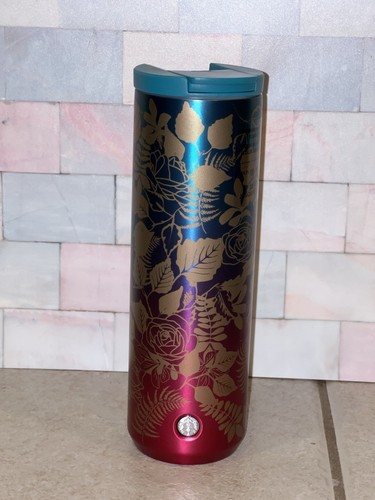 Starbucks 16oz Floral Pattern Double Wall Insulated Stainless Steel Tumbler
