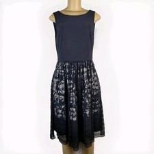 Sz 6 Eliza J Black White Floral Knee Length Cocktail Dress Modern