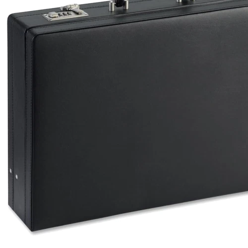 Stylish Black Document Carrying Case with Expandable Design and Secure Closure
