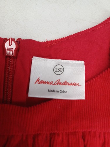 Hanna Andersson Dress Girls 130 US 8 Red White Corduroy Ruffles - Picture 7 of 9