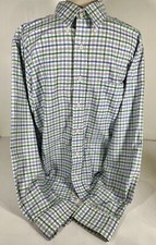 Chaps RL Wrinkle Free Dress Shirt Plaid Mens Sz 16 -16 1/2, 34/35 Green Blue