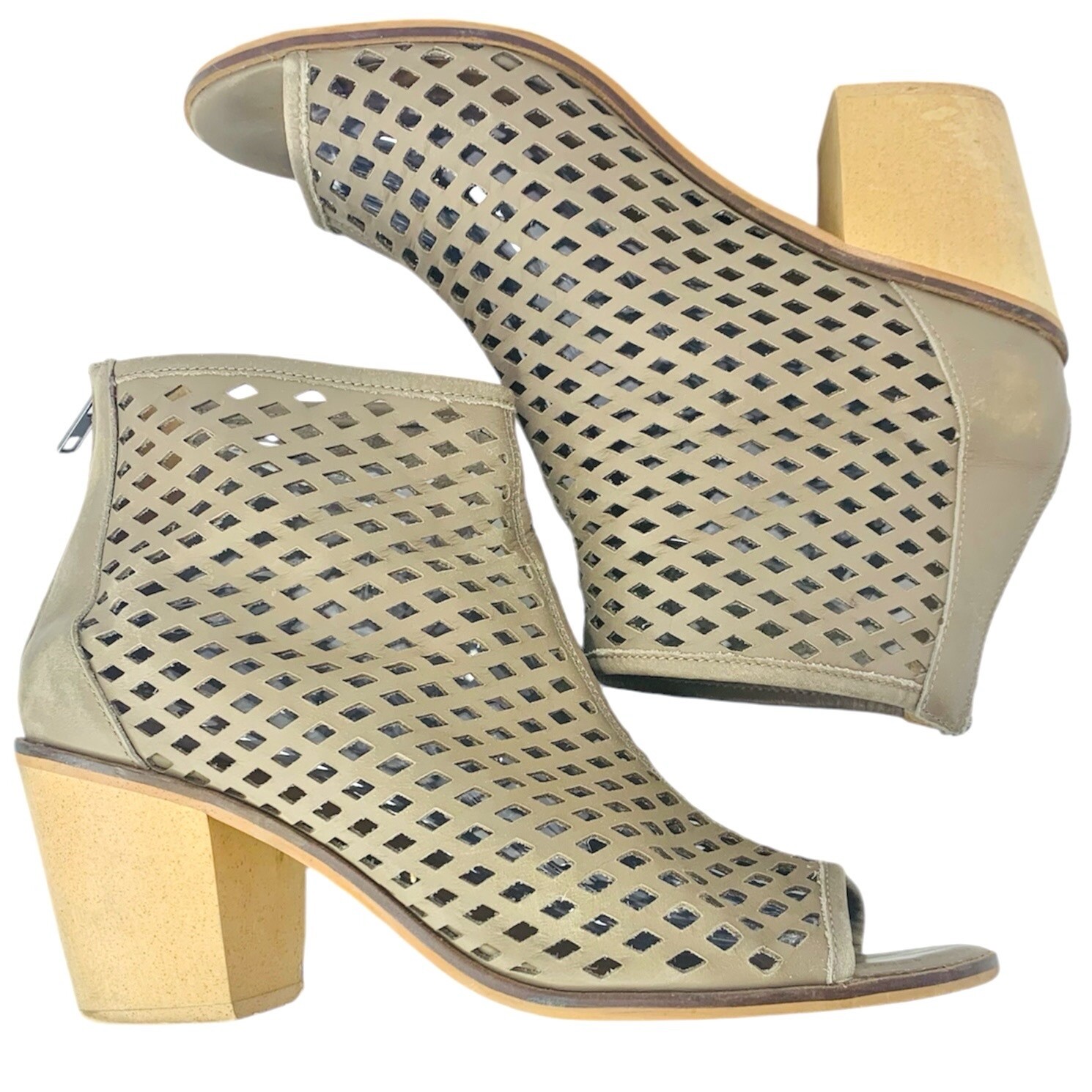 Kelsi Dagger Kyoto Open Toe Ankle Booties 9.5 Gre… - image 2