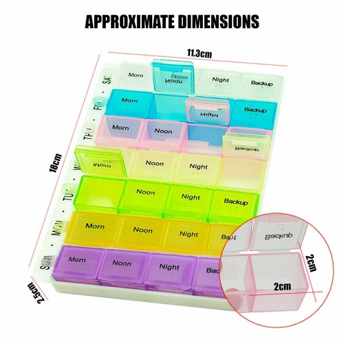 Organizador de tabletas compartimentador de medicamentos caja de píldoras semanal 7 días 28 - Imagen 3 de 12
