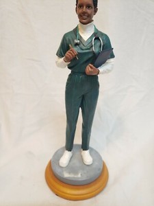 Vanmark White Caps of Caring "Checking Out" Emergency Rm Doctor Statue Hospital