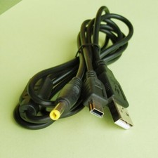 2in1 USB Charge Cable Data Transfer Power for Sony PSP 1000 2000 3000 Black