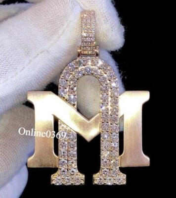 Certified Lab Grown Diamond Men Initial Any Two Letter custom Pendant 925 Silver