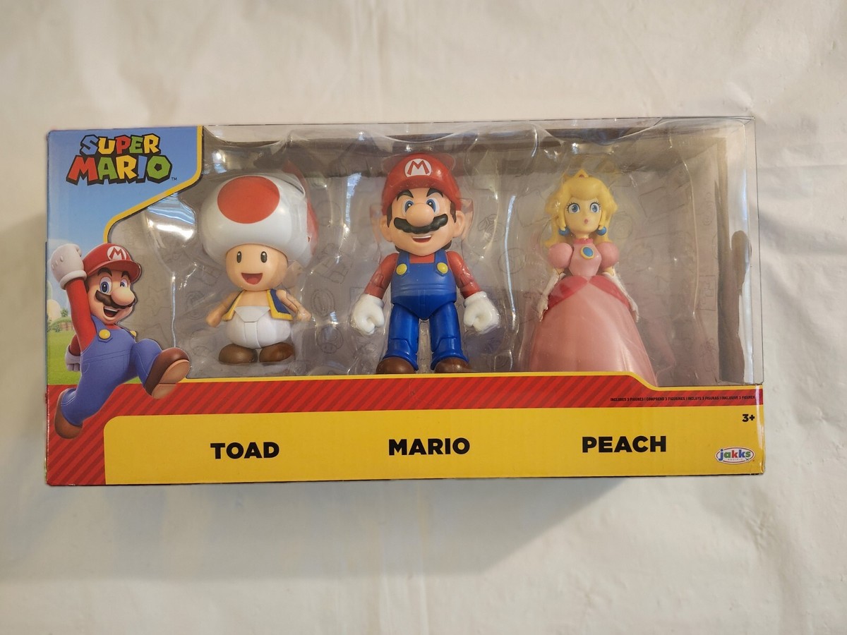 Nintendo Super Mario Toad Mario & Peach Action Figure Set 3 Pack