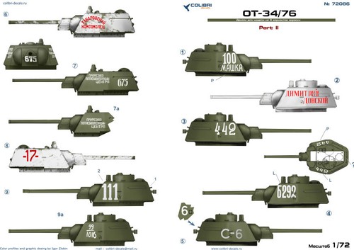 cd72086/ Colibri Decals - Flammpanzer OT-34-76 - Rote Armee - 1:72 - TOPP DECALS - Bild 2 von 2