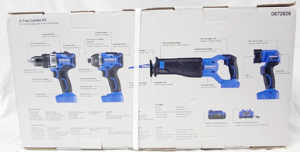 Brand New Kobalt 24v Max Brushless 4 Tool Combo Kit Drill/Driver & Impact Driver - Image 3 of 4
