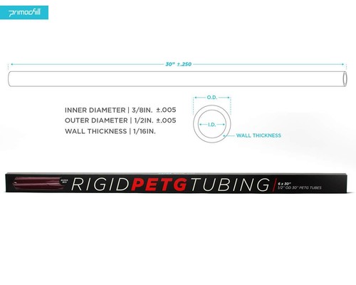 PrimoChill 1/2in. O.D. Rigid PETG Tube - 6 x 30in. - Blood Red - Afbeelding 3 van 3
