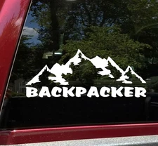 Backpacker Vinyl Decal - Mountain Trail Camping Hiking - Die Cut Sticker