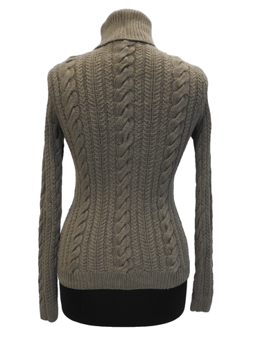 Ralph Lauren 100% Cashmere Cable Knit Turtleneck Sweater Taupe Brown XS S - Picture 12 of 22