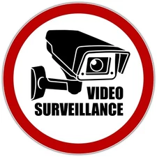 Video Surveillance Security Sign Store Shop Window Vinyl Sticker Decal 4.5"X4.5"