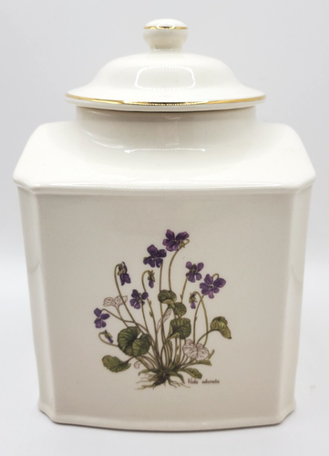 Vintage Mason's Ironstone Tea Jar Canister Made In England Purple Flowers