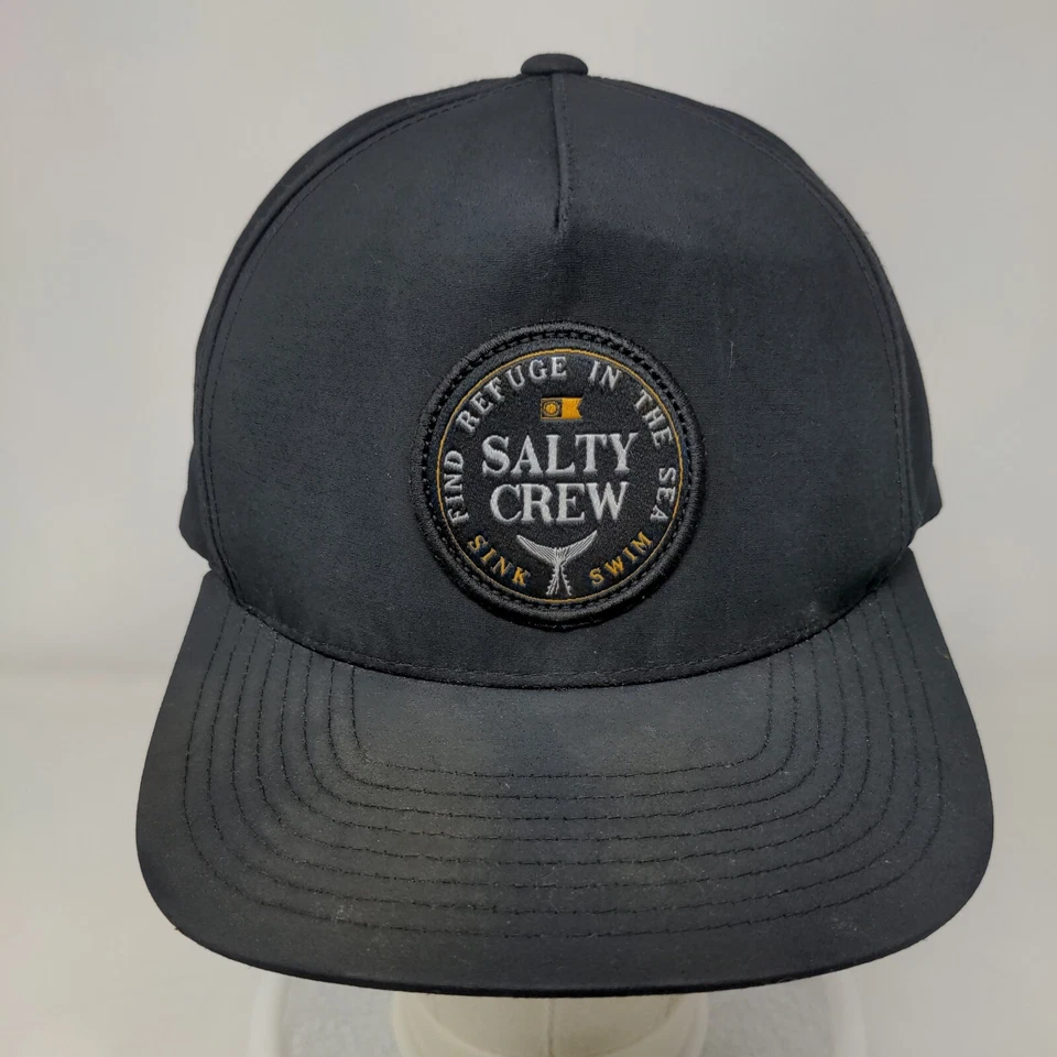 Salty Crew Patch Snapback Hat Black OSFM Adjustable Vent Holes - Image 2 of 4