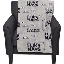 Snoopy Peanut Plush Blanket By Berkshire Home. I Like Naps! Grey Throw 50x70
